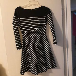 BCBG black and white striped dress